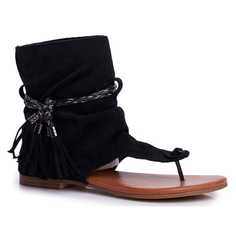 SEA Damen Sandalen Flip-Flops mit Schaft Schwarz SL1011 Madrit