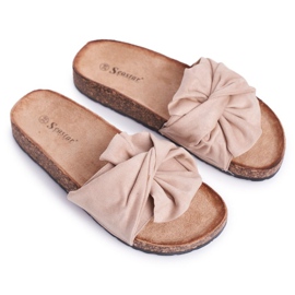 PS1 Damen Hausschuhe auf Kork Beige Felis Bows