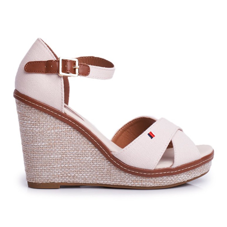 SEA Damen Sandalen mit Keilabsatz Beige LaMane