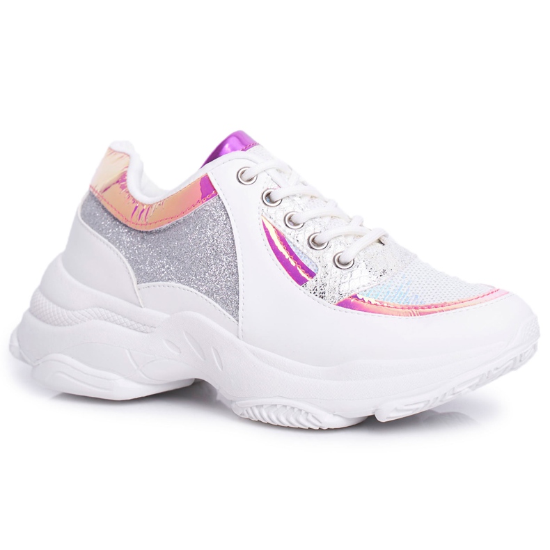 BUGO Damen Sportschuhe Glitzer Weiß Vebi