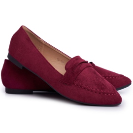 BUGO Damen Loafer Wildleder CH-1M6 Burgundy Laveria rot