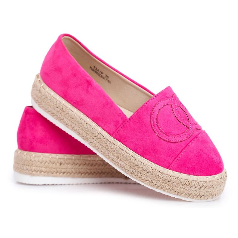 PS1 Damen Espadrilles Dicke Leinensohle Fuchsia Febi rosa