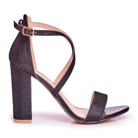 PS1 Damensandalen mit Absatz Glitzer Schwarz Vivi