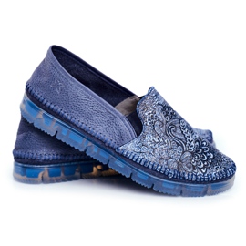 Damen Brogues Maciejka Slip-on Leder Marineblau 03512-45 navy blau