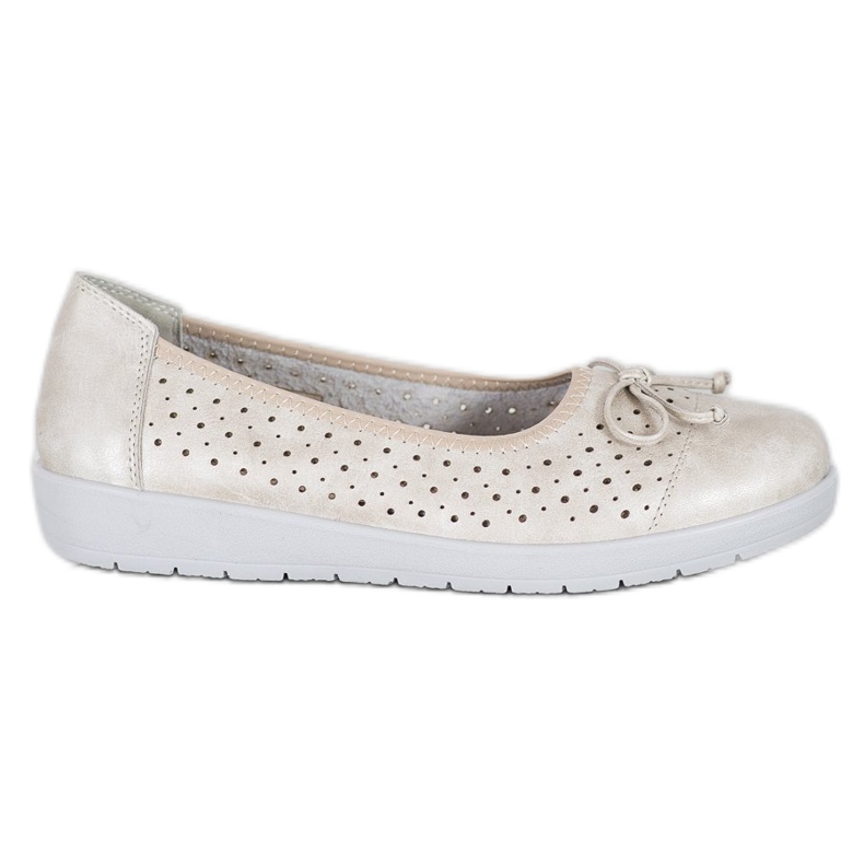 SHELOVET Durchbrochene Ballerina auf der Plattform golden