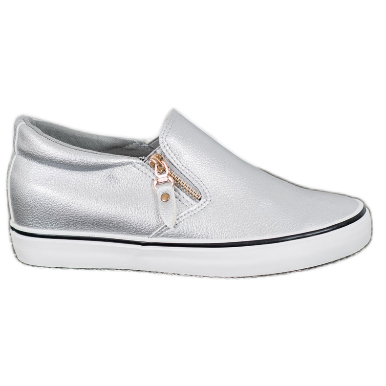 SHELOVET Graue Slipper mit Reißverschluss