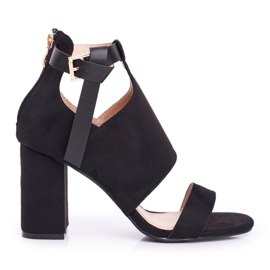 Vinceza Damensandalen auf einem hohen Absatz mit einem Schaft schwarze Handflächen