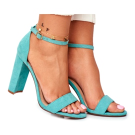 ADY Damen Sandalen mit Absatz Wildleder Grün Anastasie