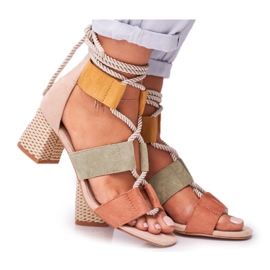 Bellucci Damen Sandalen mit Absatz Wildleder Bunte Beckie braun mehrfarbig