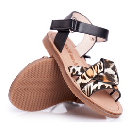 FRROCK Kindersandalen mit Klettverschluss für Mädchen Leopard Mimi schwarz