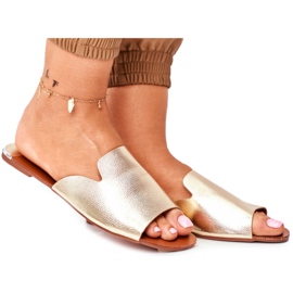 HAN Flache goldene Mimios Hausschuhe für Damen