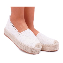 ADY Damen Espadrilles Spitze Weiß Desante Plateau