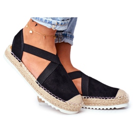 ADY Damen Espadrilles mit ausgeschnittenem schwarzem Motiv