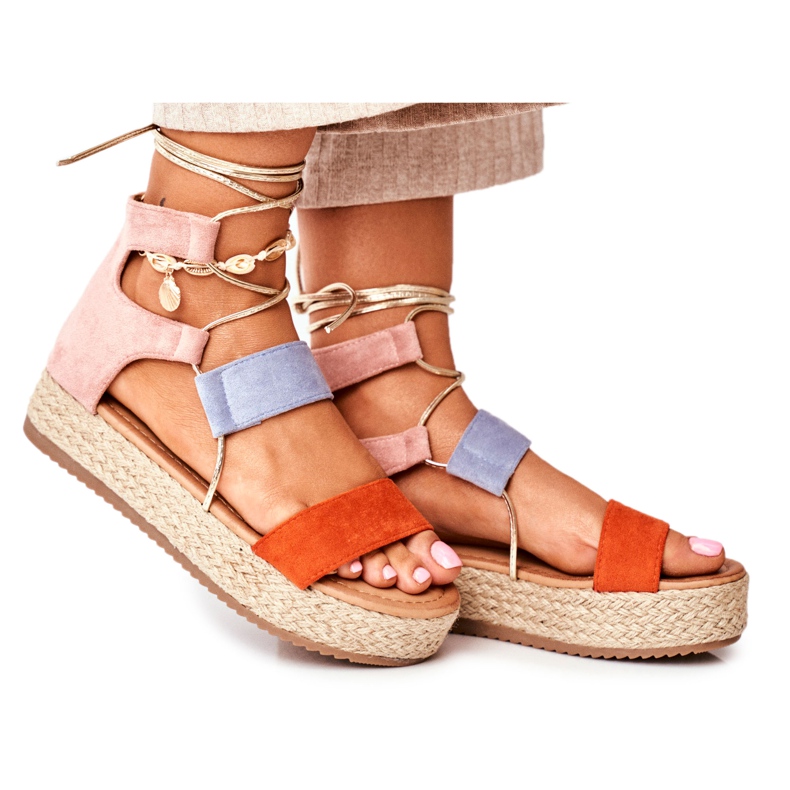 Damen Espadrilles On The Platform Gebunden Orange Fuerta