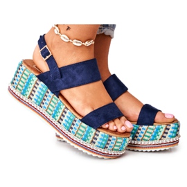 FW1 Damen Sandalen On Wedge Espadrilles, marineblau Sandy