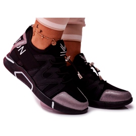 SEA Damen Sportschuhe mit Reißverschluss und Manschette Schwarz Grau Terfin