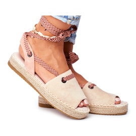 FRJ Damen-Espadrilles auf der Beige Monacoz Linen Platform