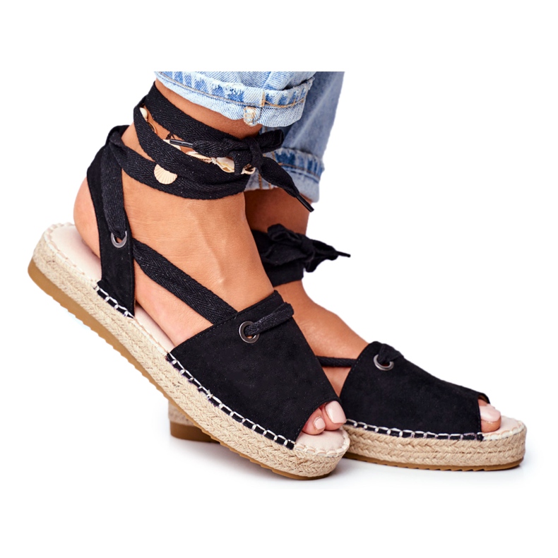 FRJ Damen Espadrilles On The Linen Platform Schwarz Monacoz
