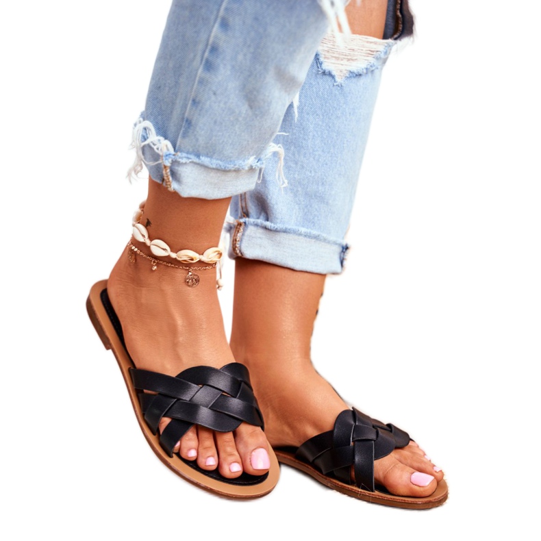 FRJ Elegante Damen Hausschuhe Schwarz Mariah