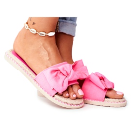 FRJ Damenhausschuhe mit Schleife Fuchsia Neon Happiness rosa