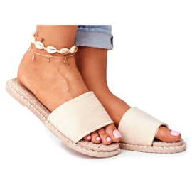 FRJ Klassische Hausschuhe für Damen Wildleder Beige Look At Me