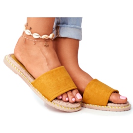 FRJ Klassische Wildleder Hausschuhe für Damen Gelb Look At Me