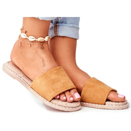 FJ1 Klassische Wildleder Hausschuhe für Damen Camel Look At Me braun