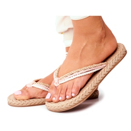FRJ Damen Hausschuhe Schaumstoff Flip-Flops Kordelzug Rosa Madrid weiß braun