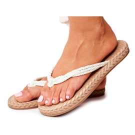 FRJ Damen Hausschuhe Schaumstoff Flip-Flops Kordelzug Weiß Madrid