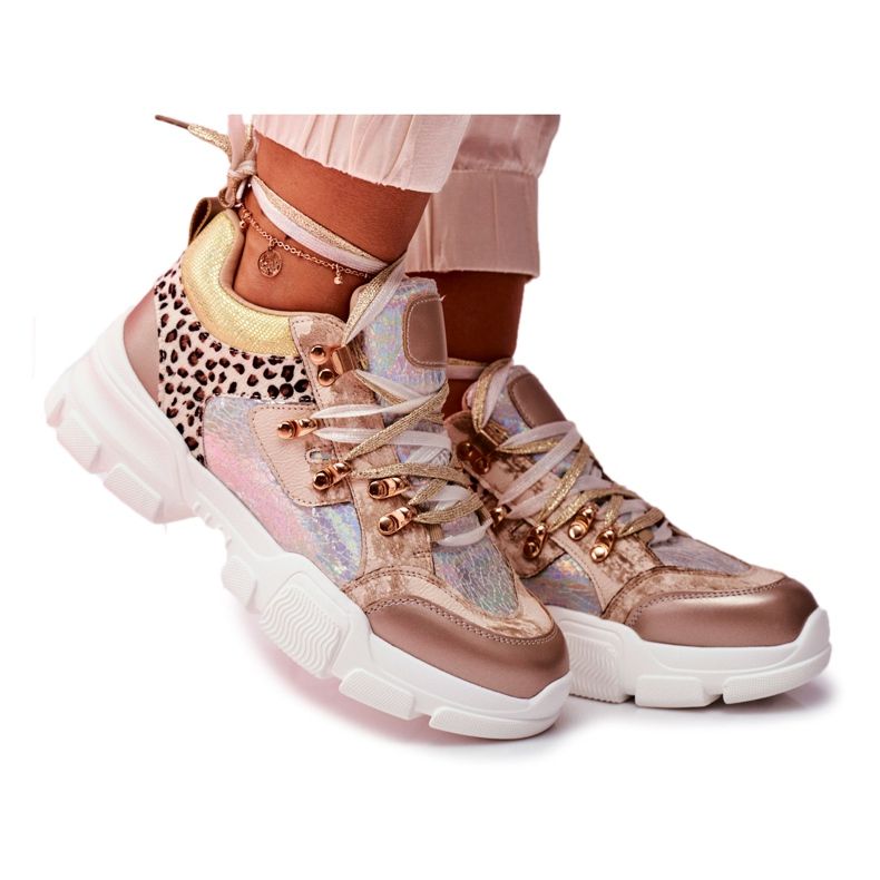 Moow Sport Damenschuhe Turnschuhe Totally Crazy beige silber- mehrfarbig