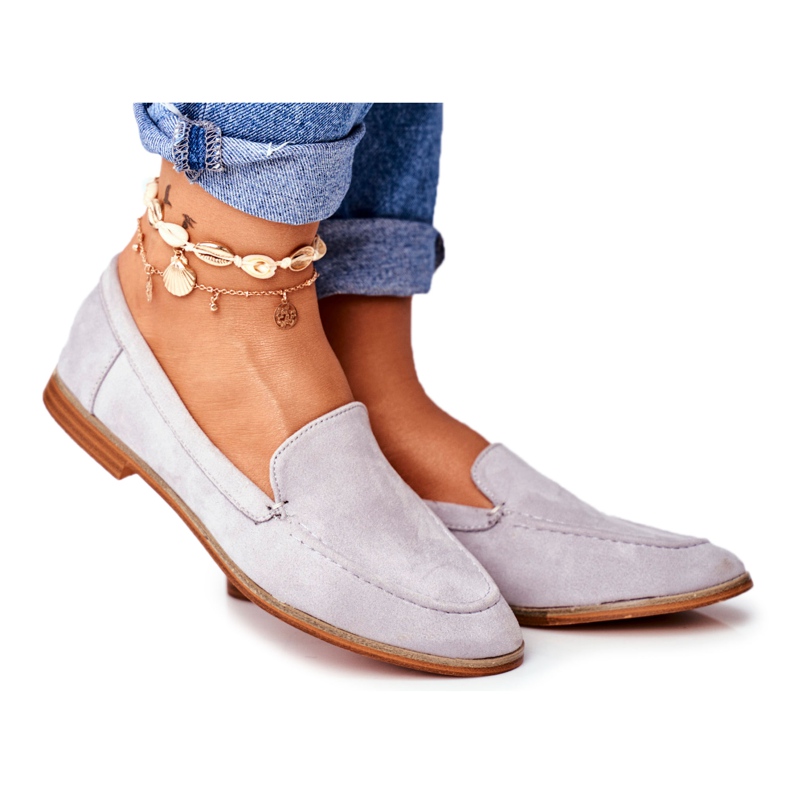 PS1 Damen Brogues Slip On Wildleder Grau Twinky