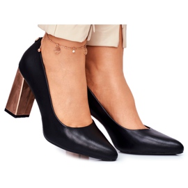 Damen Pumps auf goldenem Absatz Sergio Leone Schwarz PB216