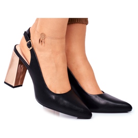 Damen Pumps mit offenem Absatz Sergio Leone Schwarz PB218 gelb