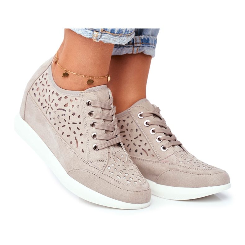 Damen Sergio Leone Sneakers Grau Openwork PB122