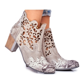 Damenstiefel mit hohem Absatz Maciejka Spring Grey 04369-13 beige grau