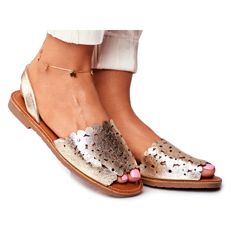 EVE Goldene Slip-On Sandalen für Damen I Like Summer