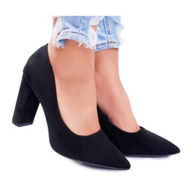 SEA Damen Pumps mit Absatz Wildleder Black Strawberry schwarz