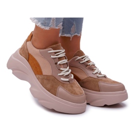 SEA Damen Sportschuhe Dicke Sohle Camel Cardamon braun