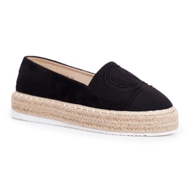 SEA Damen Espadrilles Dicke Leinensohle Schwarz Febi
