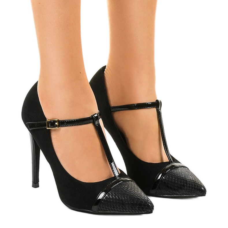 Schwarze Wildleder LEI-55 Absätze