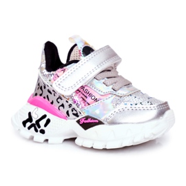 FRROCK Sport Kinderschuhe mit Klettverschluss Silber Be Happy grau