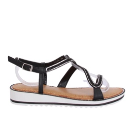 Schwarz ZY178 Schwarze asymmetrische Sandalen