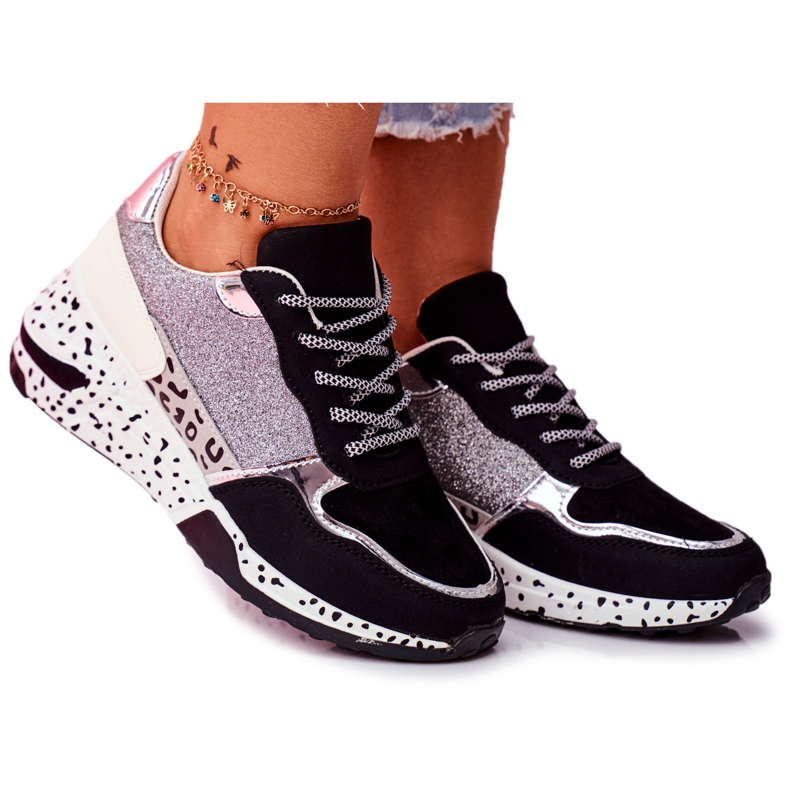 Damen Sportschuhe Dicke Sohle Schwarz Nokien