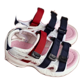 FRROCK Kindersandalen mit Klettverschluss für Mädchen Weiß Rosa Fima