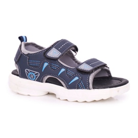 FRROCK Kinder Jugend Jungen Sandalen mit Klettverschluss Marineblau Pelgro