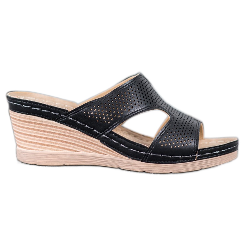 GOLL Leichte Keilpantoffeln schwarz