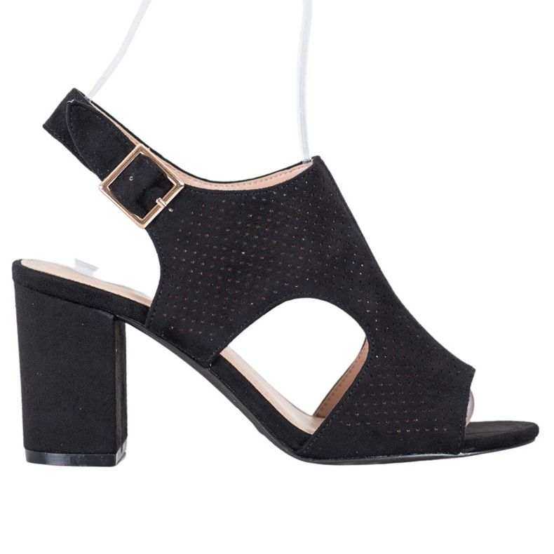 Small Swan Aufgebaute durchbrochene Sandalen schwarz