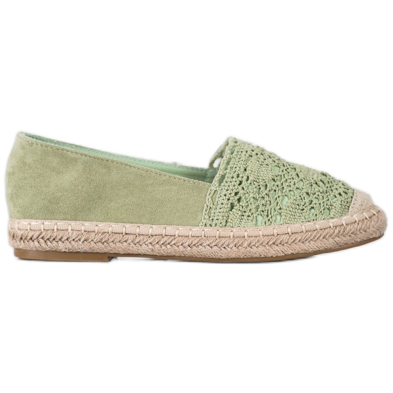 Small Swan Espadrilles aus Wildleder mit Spitze grün