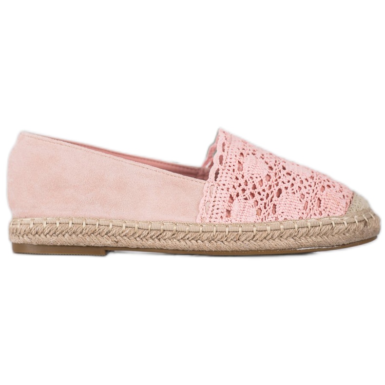 Small Swan Espadrilles aus Wildleder mit Spitze rosa