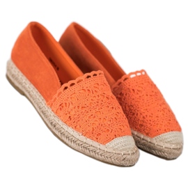 Small Swan Wildleder-Espadrilles mit Spitze orange